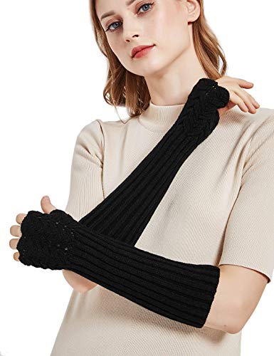 Novawo GOV 23 Women Arm Warmers Warm Knitted Long Gloves Winter Fashion Gloves thumb #2