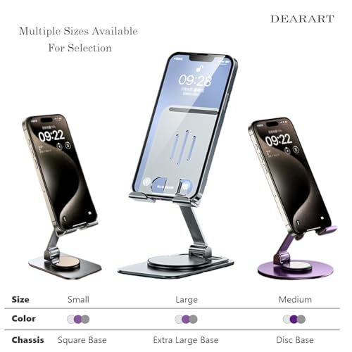 Image of DEARART Cellphone Stand, 360 Adjustable Phone Stand for Desk, Purple Foldable Phone Holder Fully Carried Easily, Compatible for iPhone, Pad, Tablet etc.