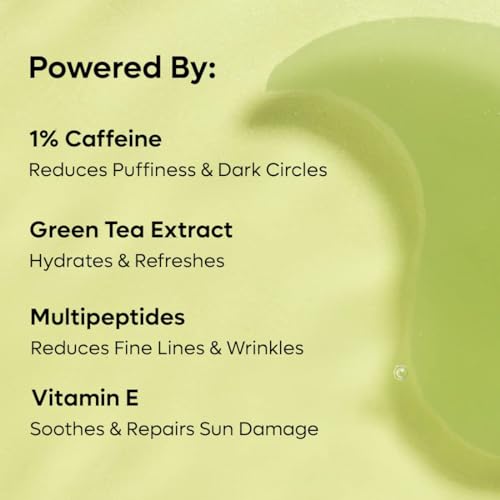 mCaffeine Green Tea Hydrogel Under Eye Patches for Fine Lines Reduction | Cooling Under Eye Patch Mask with 1% Caffeine for Instant Hydration &... - Image 5