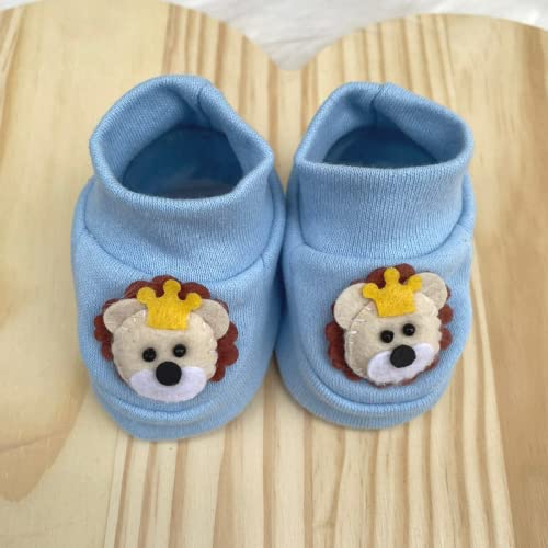 Kit Recem Nascido Leãozinho Bebê Sapatinho Touca Luvas Prendedor Bico