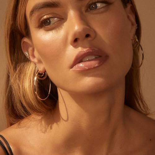 Gold Hoop Earrings Set for Women, 12 Pairs Hypoallergenic Large/Big Thin Thick Gold Hoops Earrings Loop Pack for Jewelry Gift 40mm/50mm3