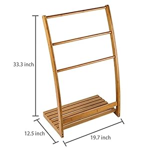 Bamboo Towel Rack Holder for Bathrooms,Freestanding Beach Towel & Poolside Rack with Bottom Storage Shelf,Quilt Rack Stand or Blanket Rack for Living Room or Bedroom Bamboo Towel Rack Holder for BathroomsFreestanding Beach Towel Poolside Rack with Bottom Storage ShelfQuilt Rack Stand or Blanket Rack for Living Room or Bedroom