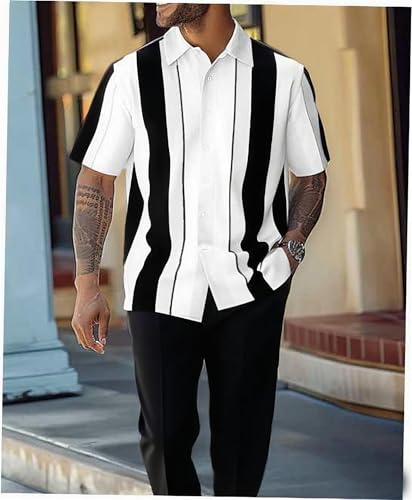 Men's Fashion 2 Piece Dressy Shirts with Pants Suits Big and Tall Attire Formal Walking Sets S-5XL2