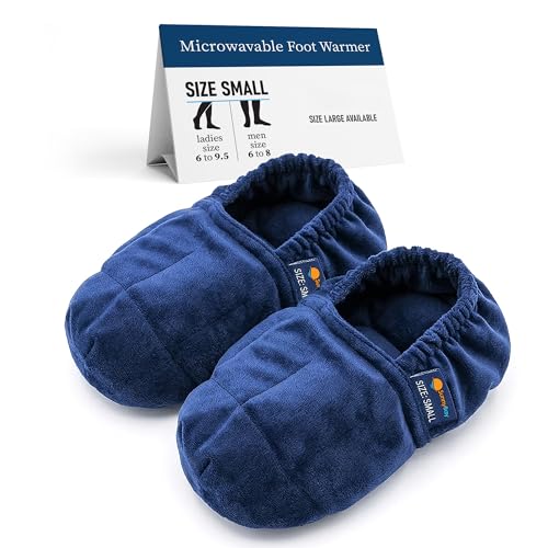 SunnyBay Microwavable Foot Warmer Slippers, Small, Navy Blue
