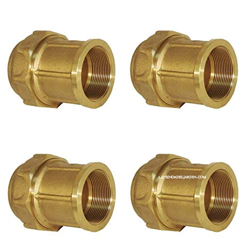 Suinga Pack 4 Raccords Femelles en Laiton 25mm x 3/4'' pour Tuyaux en Polyéthylène | Raccord Fileté Femelle | Accessoire Certifié Aenor, dore