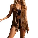 QJDFLL Ärmelloses figurbetontes leichtes Sommer Fransen Top mit schmaler Passform für die Freizeit faschingskostüm faschingskostüme Damen lustig Karneval kostüm XXL köln(Kaffee,3XL)