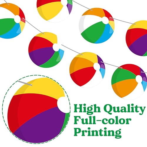 Image of 3Pcs Beach Ball Birthday Party Banners Beach Ball Birthday Party Decorations Summer Pool Theme Banner Garlands for Summer Theme Party Baby Shower Supplies