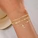 Yatumery Initial Bracelets for Women Trendy,3 Piece Layered Letter Bracelet Initial A-Z Charm Bracelet Jewelry Cute Simple Fashion Chain 14K Gold Plated Bracelets for Women Teen Gift