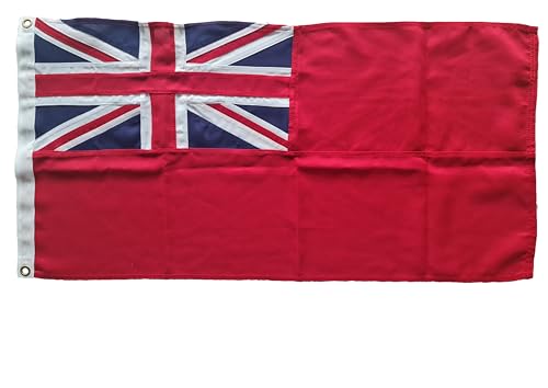 Image of Heavy duty Red ensign MoD quality traditionally sewn storm flag 1 yard - 36"x18" - 92x46 cm size, brass eyelets fixing, cotton blend