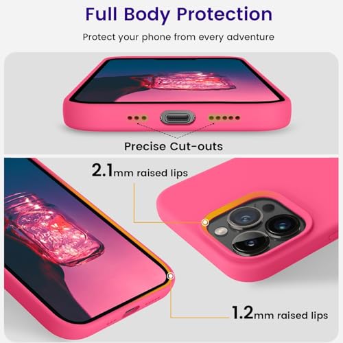 Image of Elzzi Microfiber Candy Case Compatible for iPhone 14 PRO, Shockproof Slim Back Cover Liquid Silicone Case (Hibiscus)