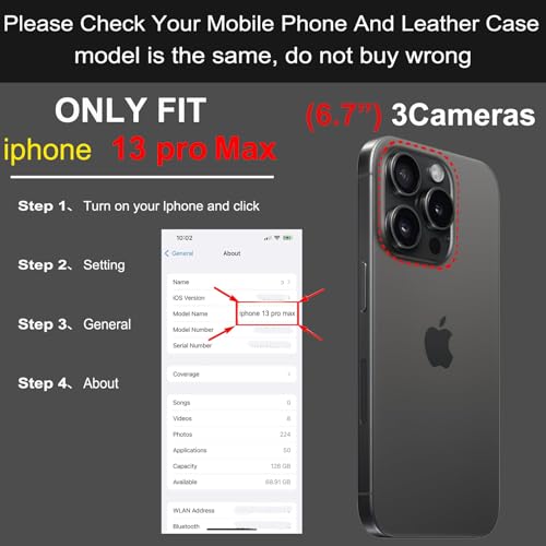 Thryxop Genuine Leather Wallet Case for iPhone 13 Pro Max, Brown by Thryxop - Used condition - Image 2