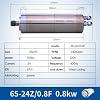 800W 220V ER11 65MM Water-cooled Spindle Motor Kit, with ER11 Collet Nut and 4 Bearings, Speed 24000RPM 400Hz, for CNC Engraving Milling Machine