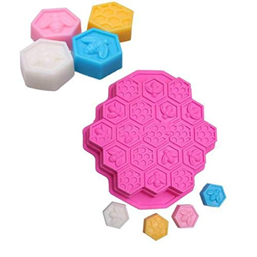 CHIDY Silicone 19 Cavities Bee Honeycomb Mold 3D Hexagon Mould Bakeware Tray for Handmade Craft DIY Cake Mousse Jelly Chocolate Soap Candy
