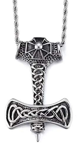 Grande Pingente e corrente Machado Martelo Viking Thor Odin Druida Moto