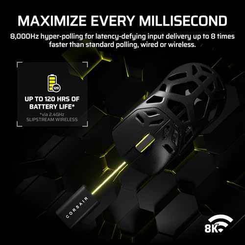 Corsair SABRE v2 PRO Wireless MG FPS Gaming Mouse – 33,000 DPI MARKSMAN S Sensor, 8,000Hz Hyper-Polling, Durable Magnesium, Lightweight, Up to 120hr Battery – Black - Image 6