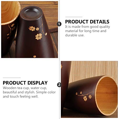 2 unidades de copo de água de madeira esculpida caneca de bebida xícara de café xícara de chá exclus