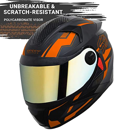 Image of Steelbird SBH-17 Terminator ISI Certified Full Face Graphic Helmet in Matt Finish with Chrome Visor