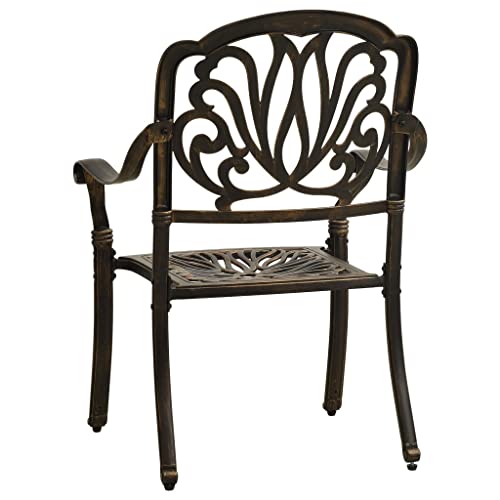 QJBSAVVA Patio Chairs Set of 2 Cast Aluminum Bronze Outdoor Dining Chairs Weather-Resistant Lounge Chairs with Elegant Design for Patio Garden Lawn and Outdoor Furniture - Thumbnail 6