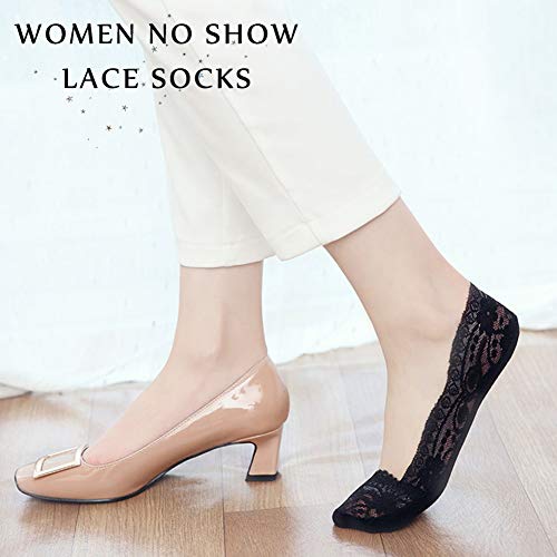 6 Pairs Lace Socks Fashion Liner No Show Socks Lace Non Slip Socks Womens Thin Low Cut Casual Socks4