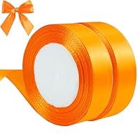 qingmeng Satinband Orange, 44m Geschenkband Orange Breit, 20mm Schleifenband, Geschenkband Hochzeit Stoff, Geschenk Band Geschenkbänder für Taufe Geburtstag Deko Geschenkverpackung
