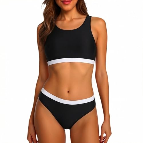 Generisch Tankini versátil con parte superior inferior para comodidad diaria ajuste fabuloso para vacaciones, Negro , L