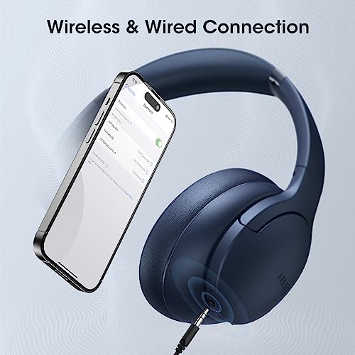 Image of DOQAUS Over-Ear Bluetooth Headphones with 90-Hour Playtime, 3 Professional EQ Modes, HiFi Deep Bass & HD Mic for Extended Travel, Gym Workouts & Daily Use