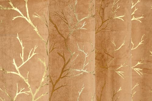 Image of Homefab India Velvet Curtains Room Darkening - Window 5 feet, Pack of 2 Panels, Beige