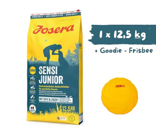 Josera - Hundefutter - Josera Exclusive SensiJunior - Hochverdauliches Aufzuchtfutter für Hunde - Trockenfutter 12,5 KG + Goodie Frisbee