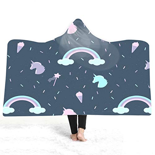 SYC Manta De Capa con Capucha, Mantas De Capa De Unicornio para Niños Mantas Impresas En 3D Tamaño Queen