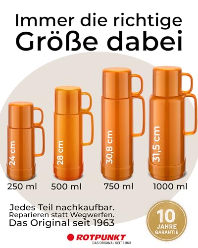 ROTPUNKT Isolierflasche 1 Liter mit integriertem Becher - Hochwertige Isolierkanne Made in Germany I Bis zu 24 h heiß & 36 h kalt (Andreas… – Ansicht 6