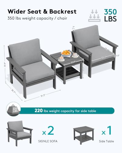 Image of SERWALL HDPE Patio Conversation Set with Side Table