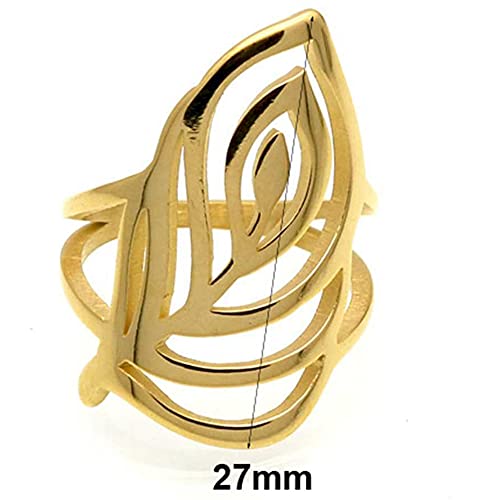 Jude Jewelers Stainless Steel Leaf Flower Style Chunky Curb Wedding Promise Statement Wrap Style Ring2