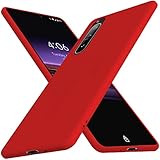 mneudedu 対応 対応 Xperia 5 III 用の ケース 耐衝撃 シリコン TPU SO-53B/SOG05 カバー 薄型 軽量 柔軟 磨り表面 衝撃吸収 指紋防止 ワイヤレス充電対応 ストラップホール付き 指紋防止 防塵 耐久 携帯便利 赤120-Xp5 III-03