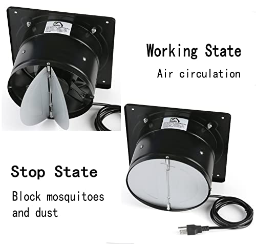 Nalle 8 Inch Exhaust Fan 80W 500Cfm Through-Wall Installation Ventilation Fan 110V Exhaust Smoke Fan Ventilation With Power Cord For Kitchen,Bathroom,Laundry Room,Toilets,Garage,Shopping Mall (Black #TOP6