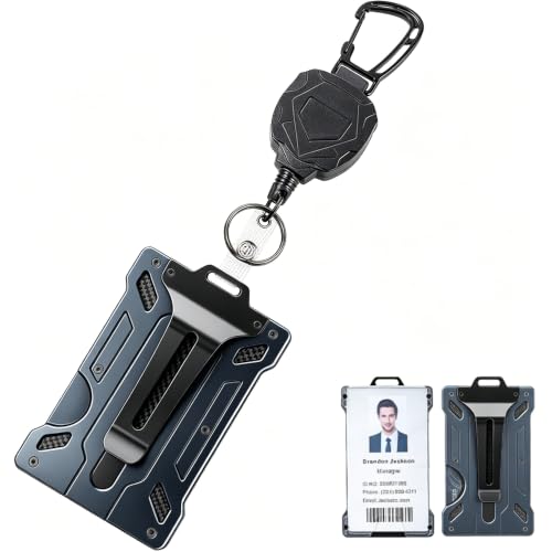 Porte-badge rétractable tactique et porte-clés robuste pour 6 cartes avec enrouleur 80 cm