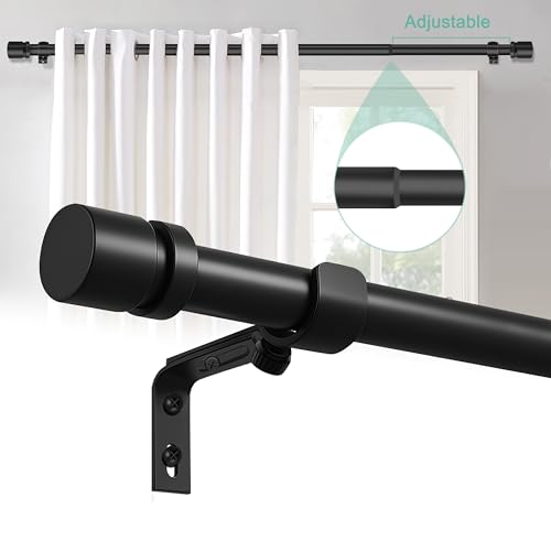 Ottsuls Curtain Rods for Windows, 32 to 74 or 85 Inches Max Adjustable Length, 1 Inch Diameter, Black Decorative Curtain Rod Set, Rustproof Heavy Duty Metal Pole with Brackets by Ottsuls - Image 3