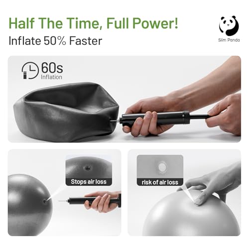 Image of Slim Panda 9 Inch Pilates Ball - Anti-Burst Mini Yoga Ball with Needle Valve Pump - Small Exercise Core Ball for Barre, Stability & Physical Therapy