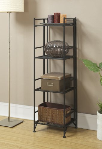 Image of Convenience Concepts Xtra Storage 4 Tier Folding Metal Shelf, Black
