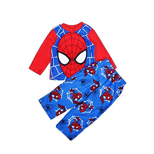 XNheadPS Spiderman Jungen Pyjamas Kinder Jungen Pyjamas Set 2 Stück Langarm Baumwolle Kleidung Nachtwäsche Kleid Kostüm Up Geschenk Nachtwäsche Cartoon Sleepsuits Cover