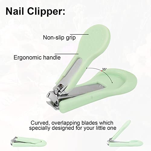 Haobaobei Baby Nail Kit, 4-In-1 Baby Nail Care Portable Baby Nail Clippers, Scissors, Nail File & Tweezers With Cute Case, Baby Manicure Kit Pedicure Kit For Newborn, Infant, Toddler, Kids-Owl Green #TOP2