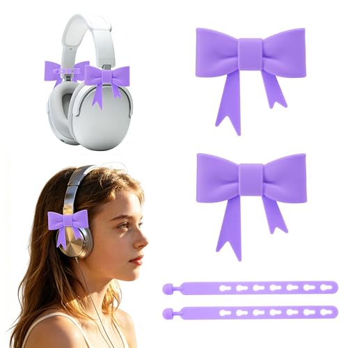 GAICHION Cute Silicone Bow Headphone Accessories, 2 Pack 3D...