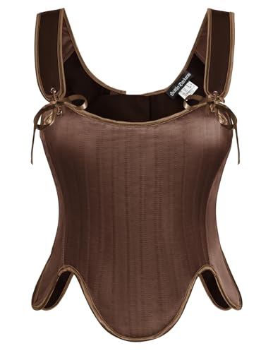 Image of Scarlet Darkness Women Renaissance Corset Vintage Overbust Bustier Bodyshaper Tops Brown Size 10