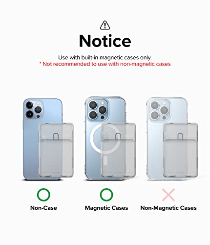 Image of Ringke Magnetic Stand Slot Card Holder, Magnetic Stick-on Minimalist Credit Card ID Wallet Attachment, Phone Grip, Phone Stand for MagSafe Compatible Cases, Polycarbonate Material - Clear Mist