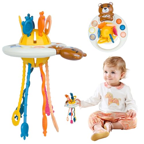 Image of Montessori Activity Toy - Sensory Activities for Toddlers and Kids, Silicone Pull String Toy，Baby Learning Games for Ages for 6-9-12-18Months