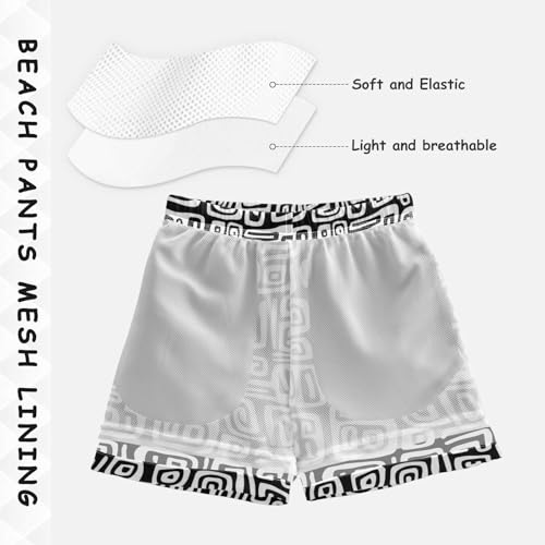 Boys Swim Trunks Black White Geometric Design Beach Board Shorts Quick Dry Swimsuit Toddler Kid Teen4