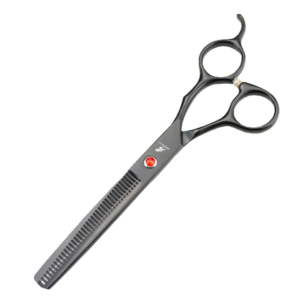 Professional Pet Grooming Scissors Set - Precision Cut, Thinning Shears, and Straight/Curved Scissors for Dogs and Cats - 6 Piece Kit (Schwarz)