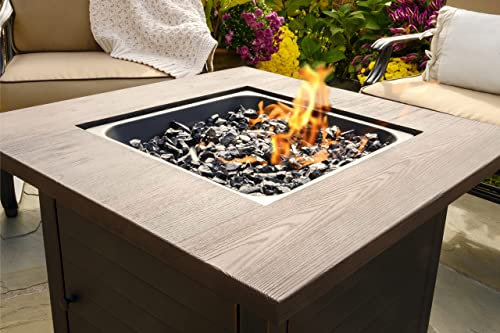 Endless Summer, The Spencer, Square 30" Outdoor Propane Fire Pit, Includes Black Fire Glass, Table Insert, & Protective Cover #TOP7