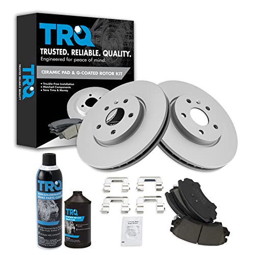 TRQ Front Brake Pad & Rotor Kit Brake Chemical Kit Brake Pads Brake Rotor Ceramic Premium G-Coated Compatible with 2010-2015 Chevrolet Camaro