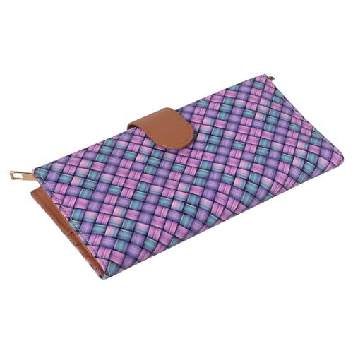 Women's Wallet - Chic Two-Fold Clutch in Vegan Leather with Magnetic Closure, ID Slot, 10 Card Slots, Notes & Coin Compartment - Purple-Pink2