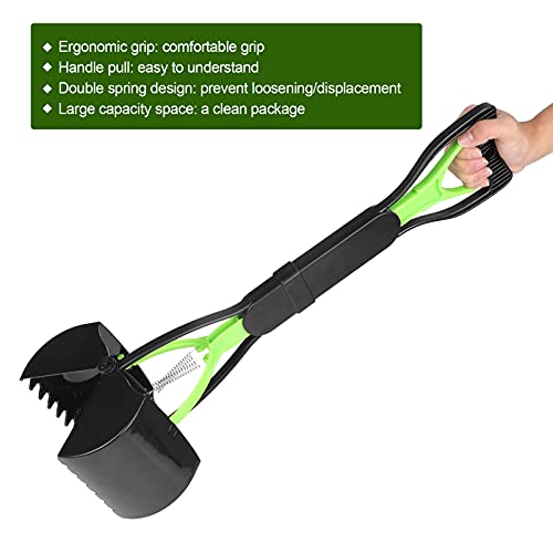 Image of Cocoarm Pooper Scooper with Long Handle, Jaw Poop Scoop for Large Dogs and Cats, Portable Pet Waste Picker, Green